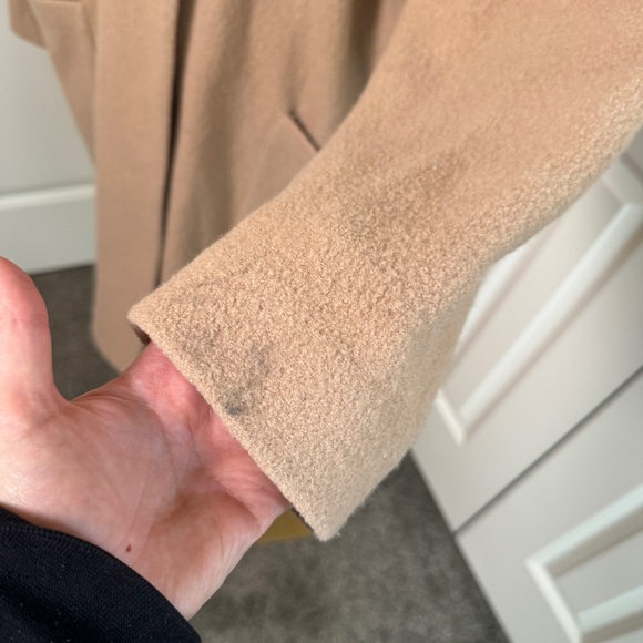 Aritzia Babaton Tamarak Merino Wool Open Front Coat Camel Long Jacket - Picture 3 of 10